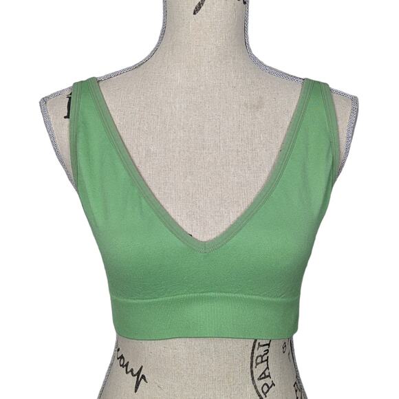 WeWoreWhat Danielle Bernstein V Neck Bra Top Green Large - Picture 1 of 10